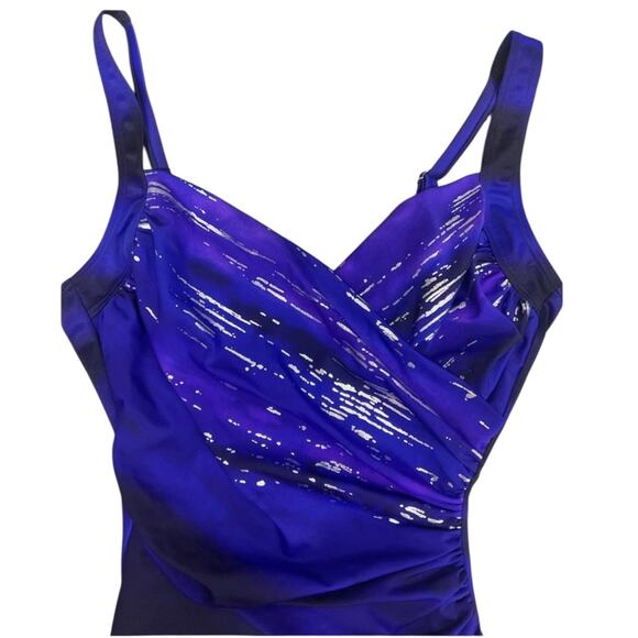 Kirkland by Miraclesuit Glittetati Women’s Purple 1-PC Swimsuit Sz 12 Underwired - Picture 5 of 16